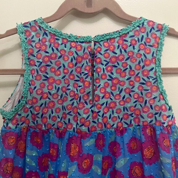 Kate Spade New York Girls Floral Swiss Dot Dress A Line Tiered Trapeze Size 8Y - Picture 4 of 9